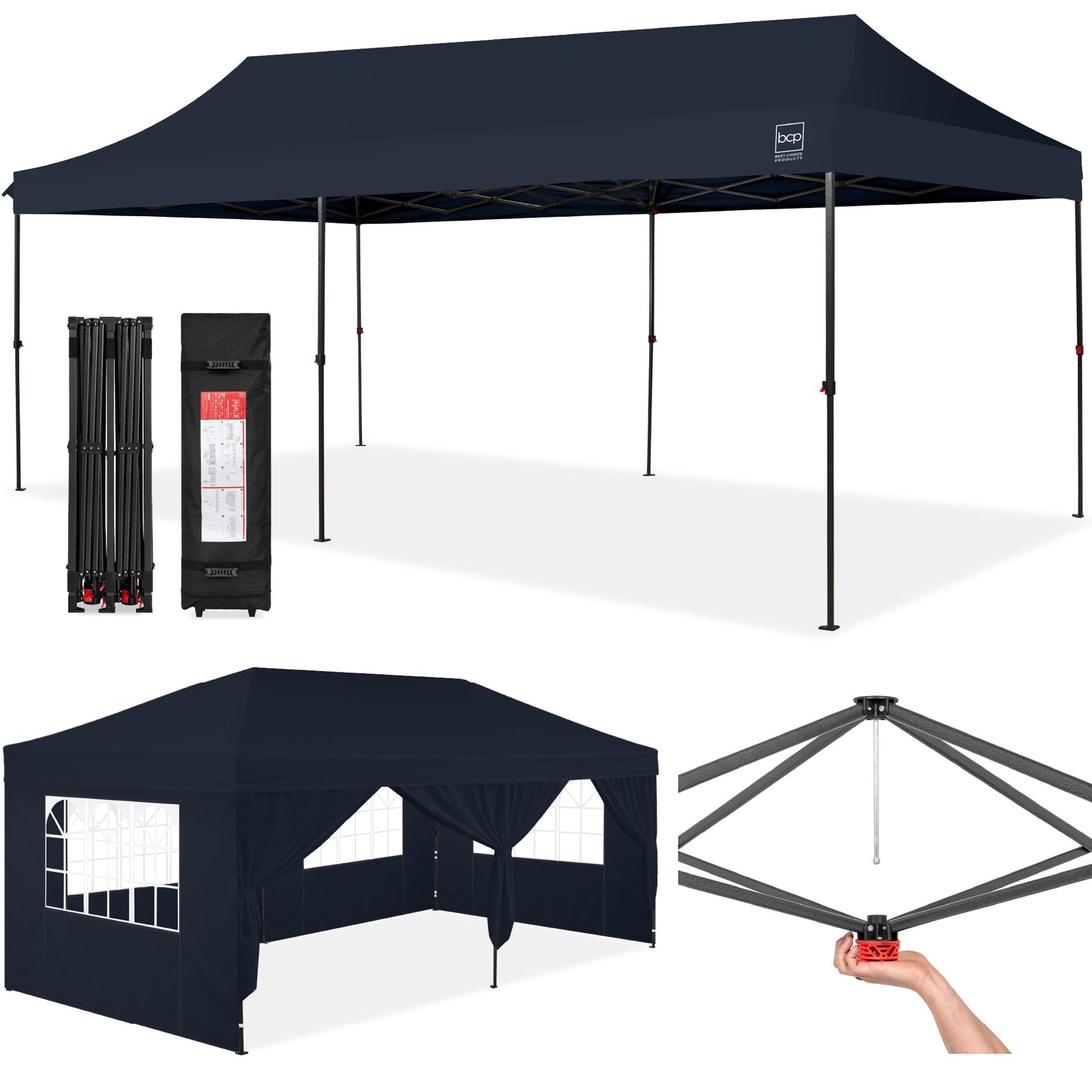 Pop Up Party Tent Canopy with 1-Button Easy Setup - 10x20ft with dependable design for patio, backyard, and outdoor living
