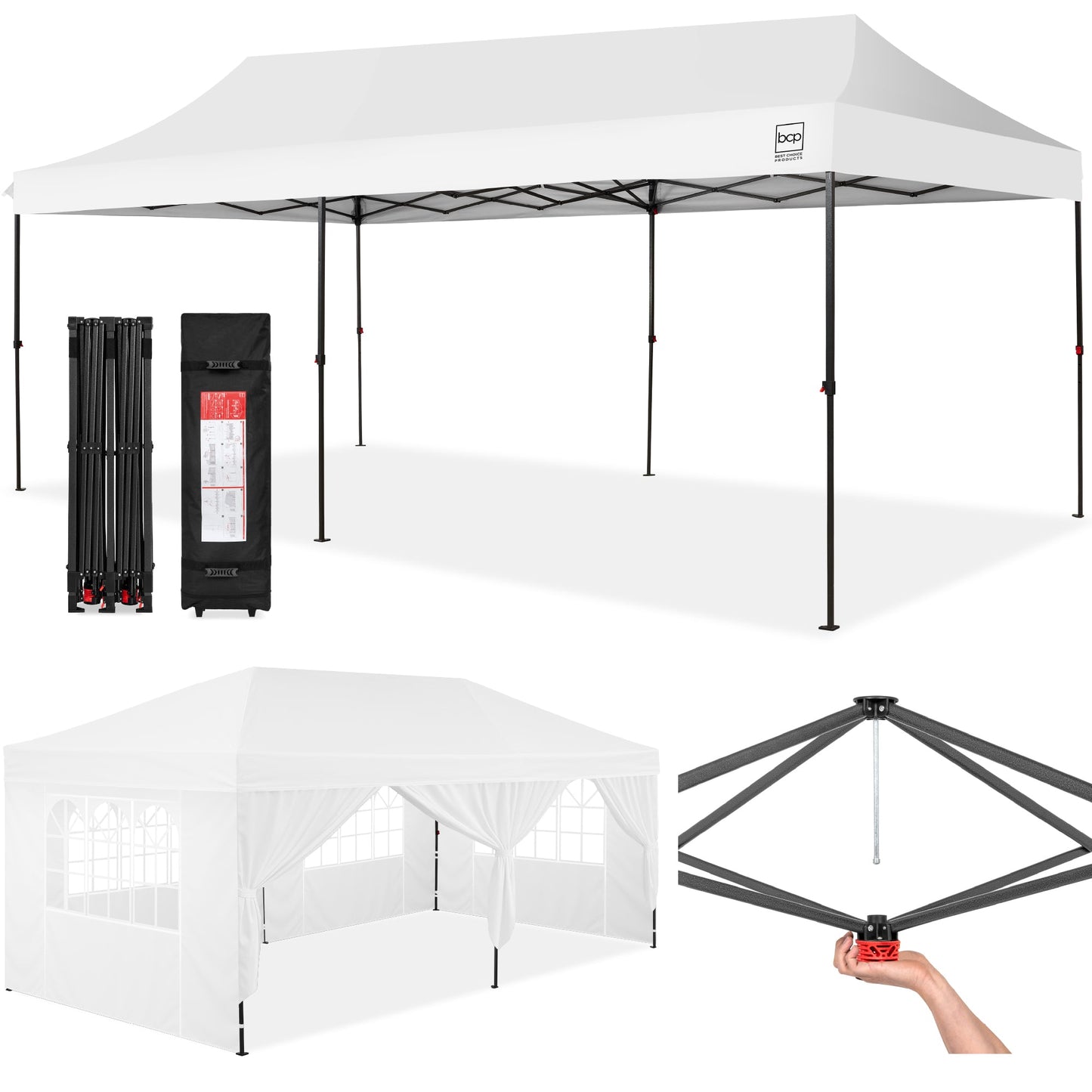 Pop Up Party Tent Canopy with 1-Button Easy Setup - 10x20ft with dependable design for patio, backyard, and outdoor living