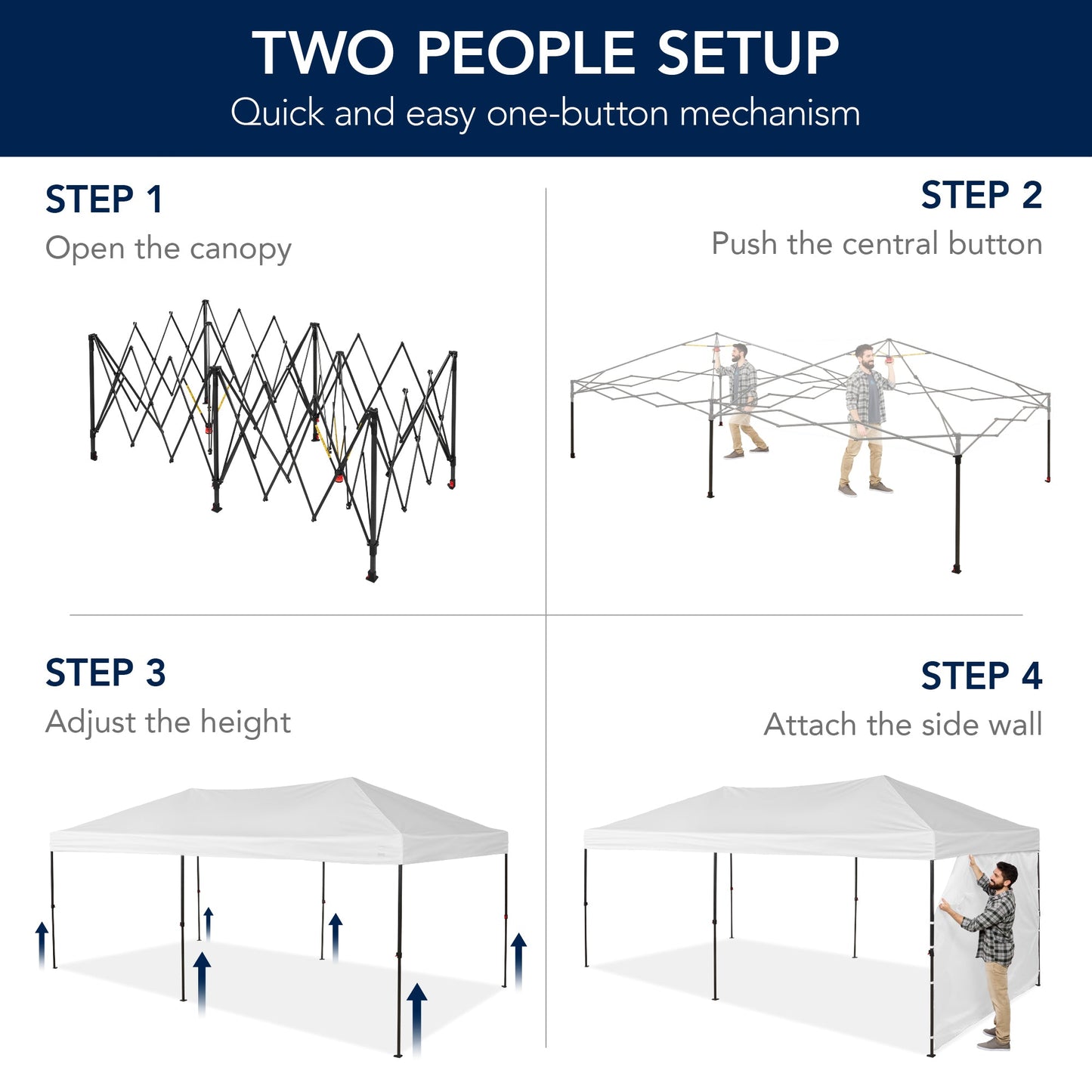 Pop Up Party Tent Canopy with 1-Button Easy Setup - 10x20ft with dependable design for patio, backyard, and outdoor living
