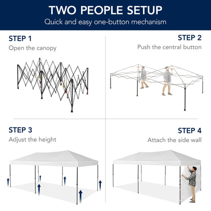 Pop Up Party Tent Canopy with 1-Button Easy Setup - 10x20ft with dependable design for patio, backyard, and outdoor living