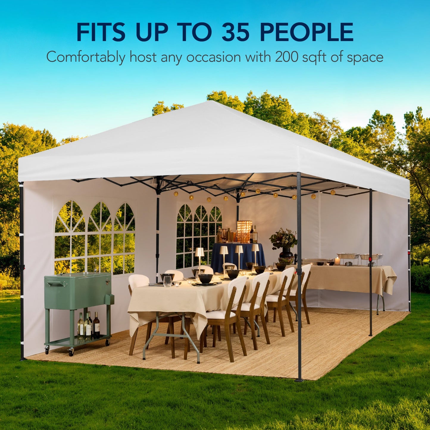 Pop Up Party Tent Canopy with 1-Button Easy Setup - 10x20ft with dependable design for patio, backyard, and outdoor living