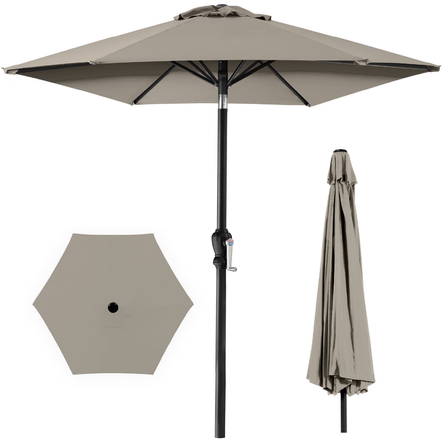 Outdoor Steel Market Patio Umbrella Decoration with Tilt Crank Lift - 10ft with practical outdoor-ready details
