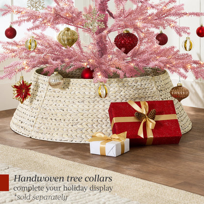 Pink Pre-Lit Sparse Flocked Christmas Tree with 2-in-1 LEDs Cordless Connection for festive seasonal decorating