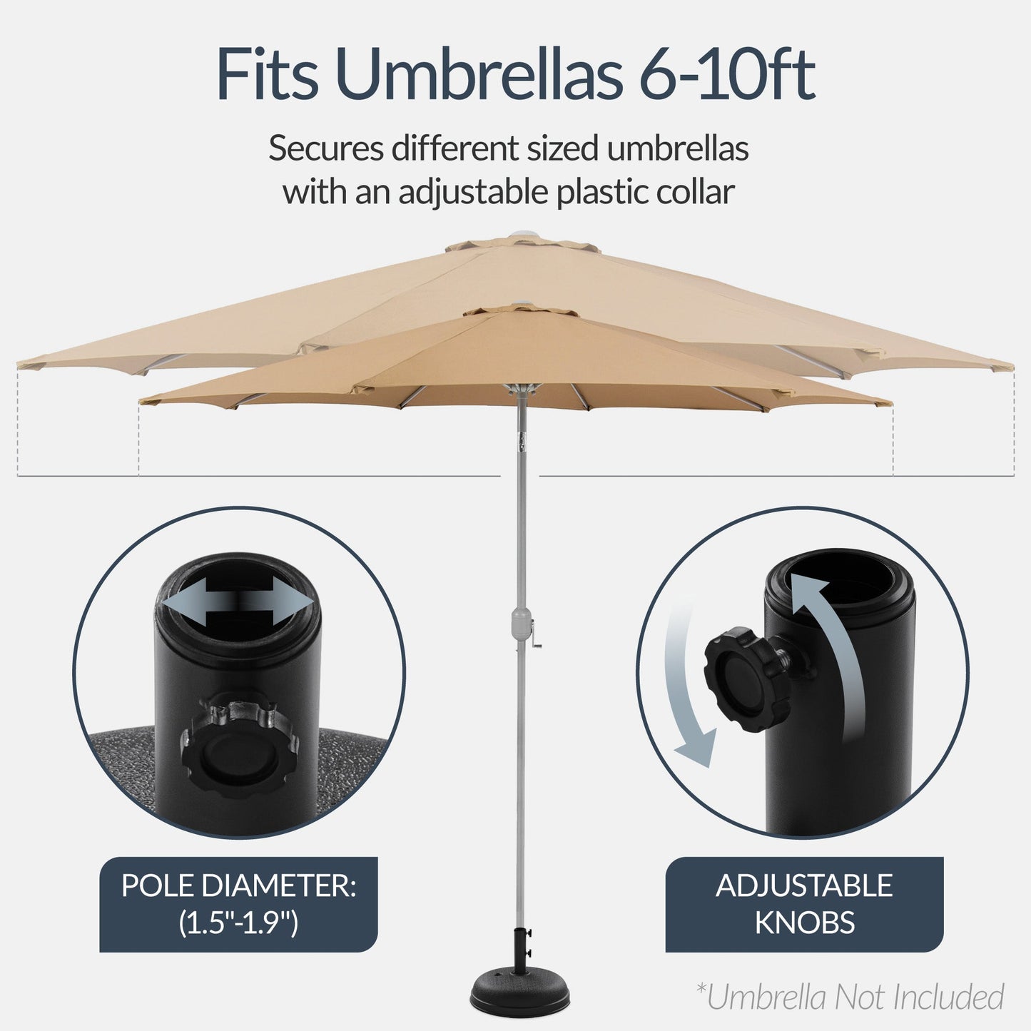 Plastic Patio Umbrella Base Pole Holder Accessory with Adjustable Knob with practical outdoor-ready details