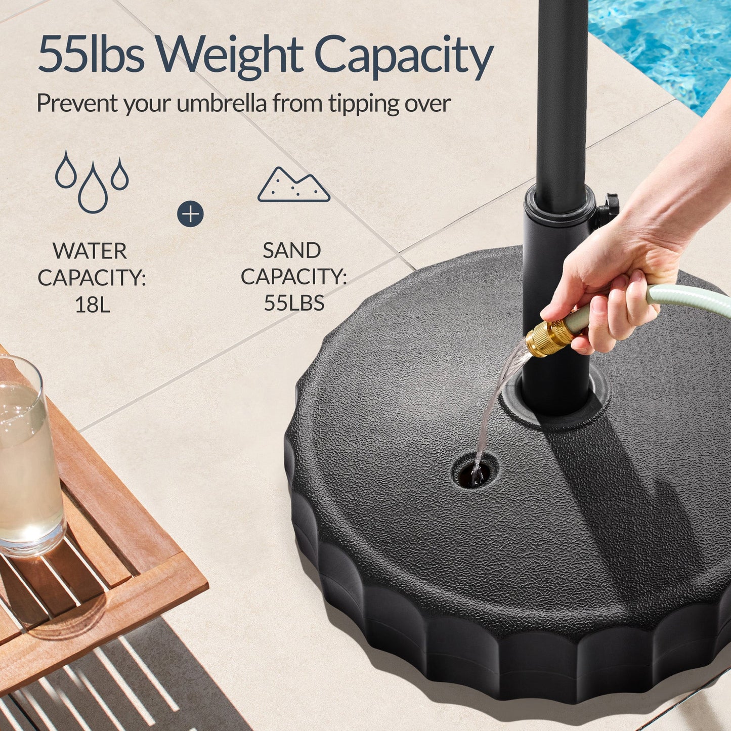 Plastic Patio Umbrella Base Pole Holder Accessory with Adjustable Knob for outdoor comfort and convenience