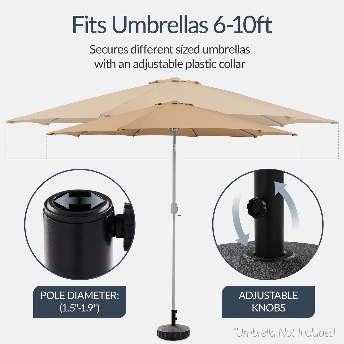 Plastic Patio Umbrella Base Pole Holder Accessory with Adjustable Knob for outdoor comfort and convenience