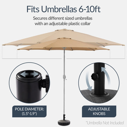Plastic Patio Umbrella Base Pole Holder Accessory with Adjustable Knob for outdoor comfort and convenience