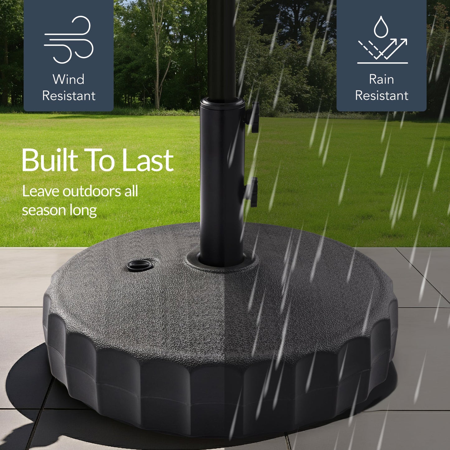 Plastic Patio Umbrella Base Pole Holder Accessory with Adjustable Knob for outdoor comfort and convenience