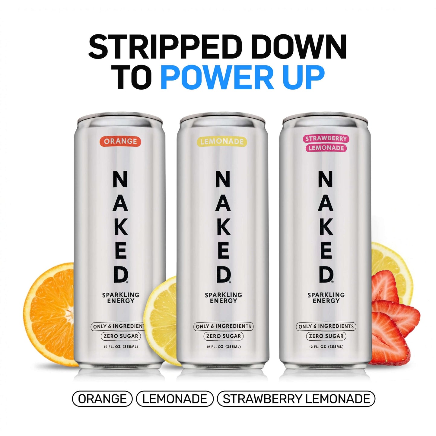 Orange Naked Sparkling Energy - Orange, Clean Everyday Nutrition