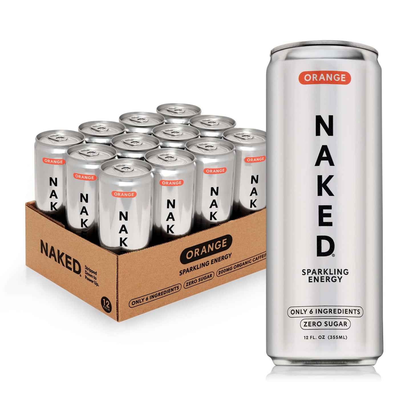 Orange Naked Sparkling Energy - Orange, Clean Everyday Nutrition
