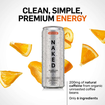 Orange Naked Sparkling Energy - Orange, Clean Everyday Nutrition