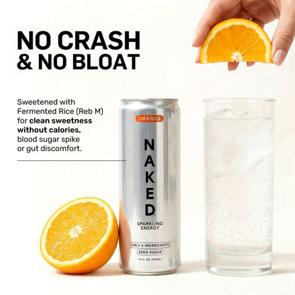 Orange Naked Sparkling Energy - Orange, Clean Everyday Nutrition
