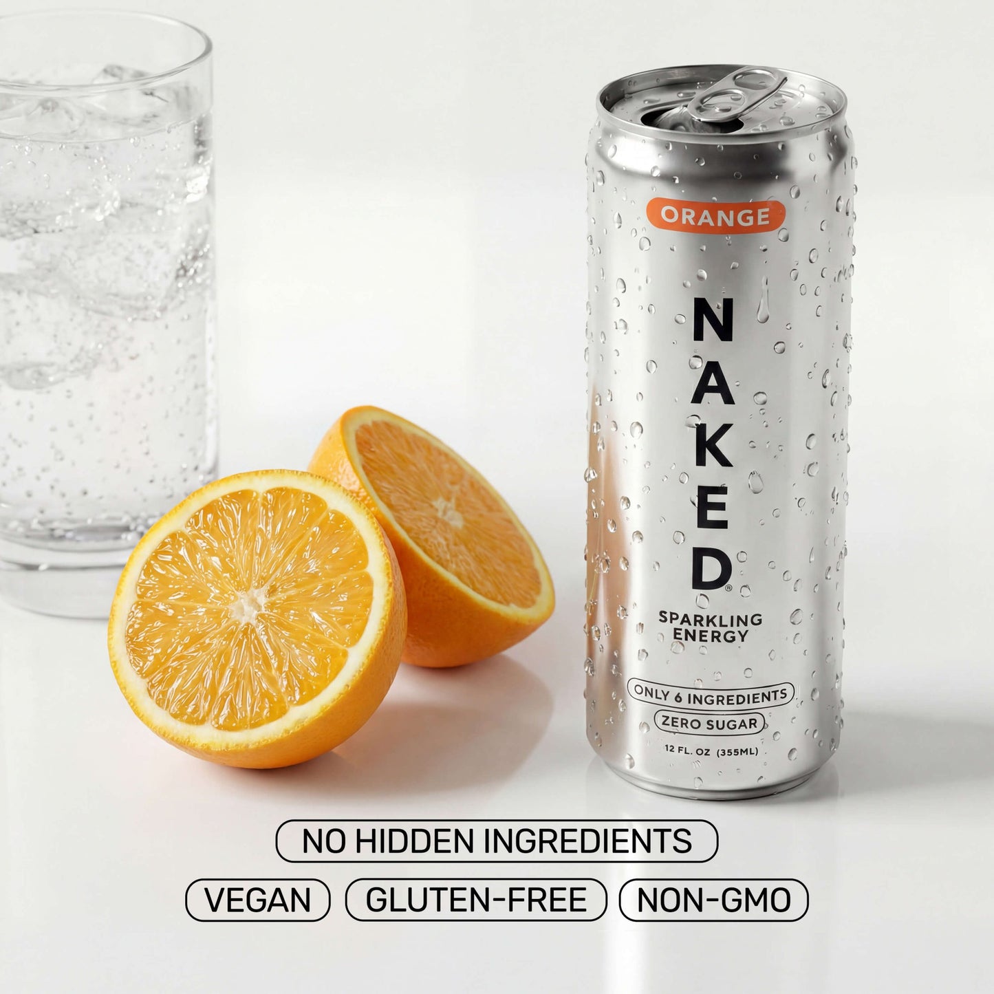 Orange Naked Sparkling Energy - Orange, Clean Everyday Nutrition