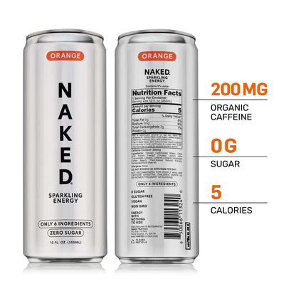 Orange Naked Sparkling Energy - Orange, Clean Everyday Nutrition