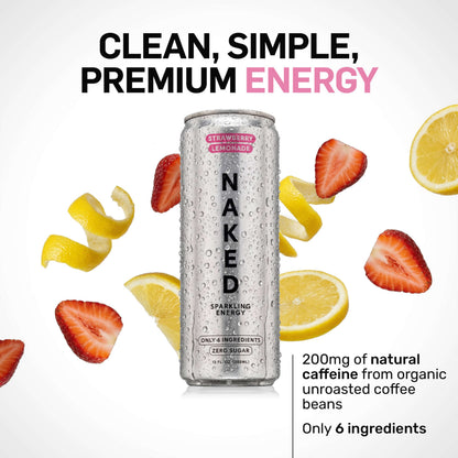 Strawberry Lemonade Naked Sparkling Energy - Strawberry Lemonade, Clean Everyday Nutrition