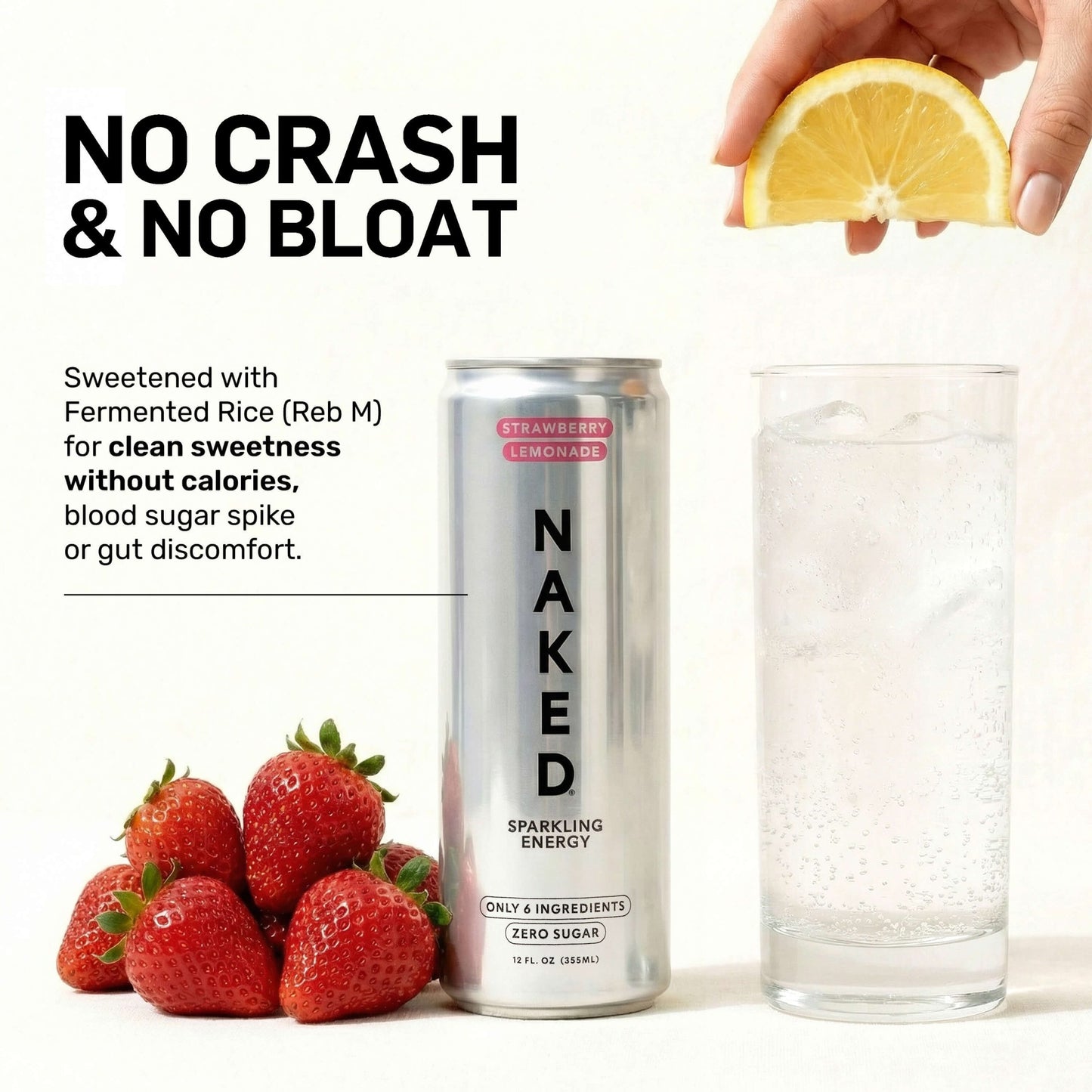 Strawberry Lemonade Naked Sparkling Energy - Strawberry Lemonade, Clean Everyday Nutrition