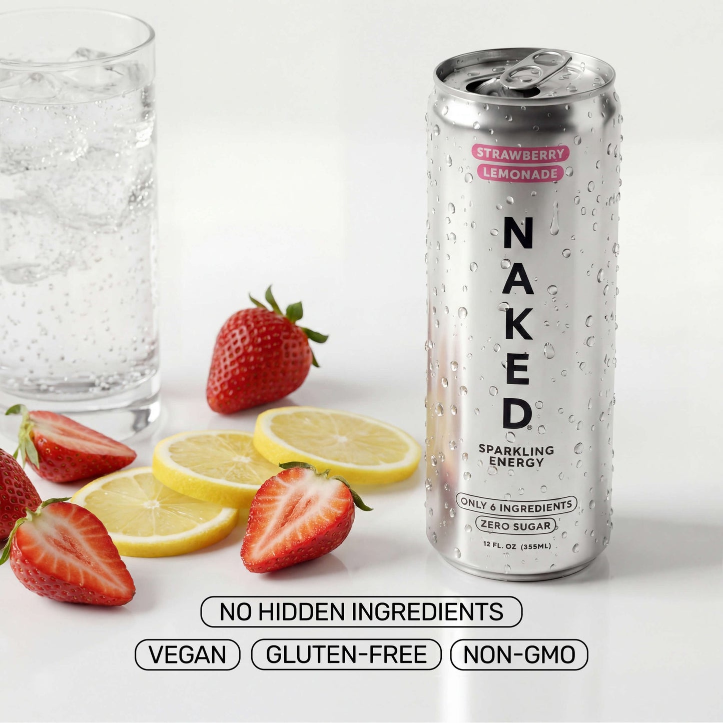 Strawberry Lemonade Naked Sparkling Energy - Strawberry Lemonade, Clean Everyday Nutrition