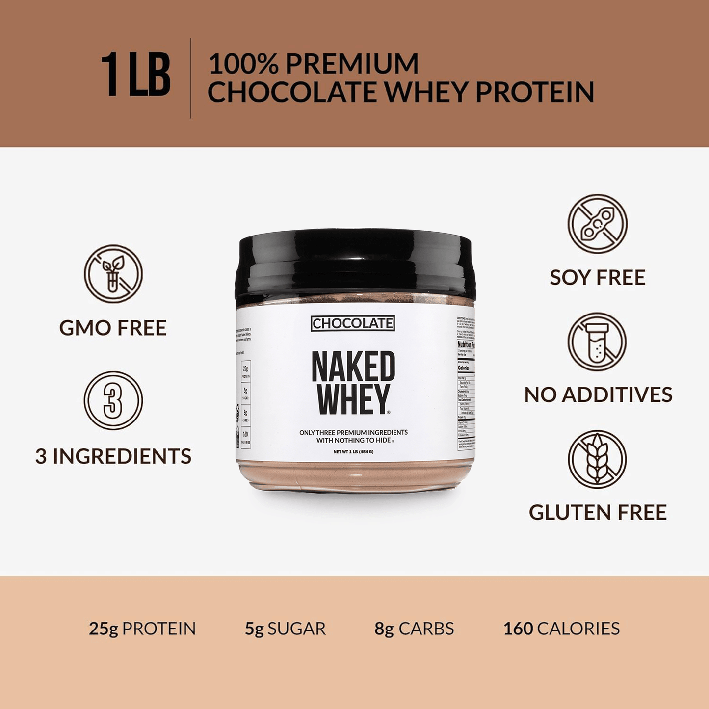 Chocolate Whey Protein Powder 1lb - Chocolate, Clean Daily Protein Support