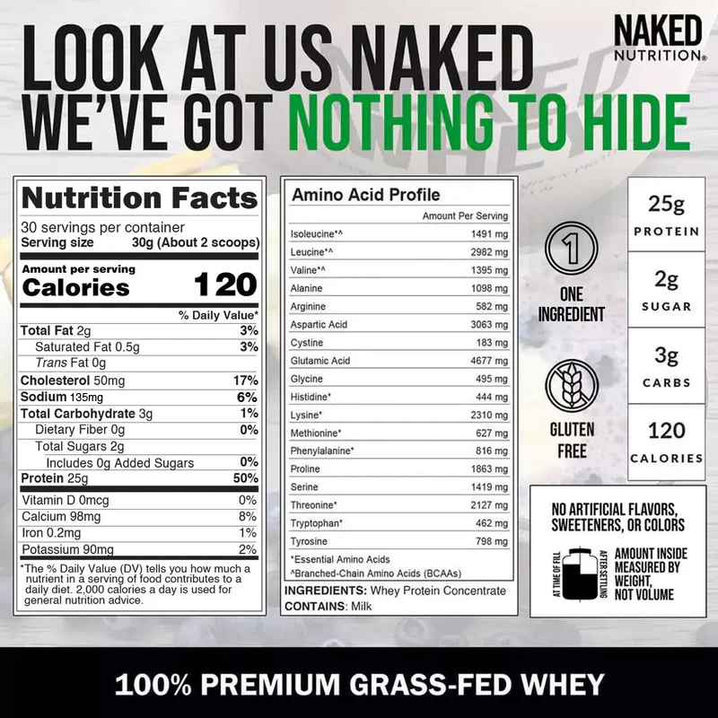 Grass Fed Whey Protein Powder - Unflavored, Clean Daily Protein Support