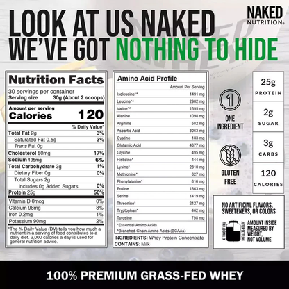 Grass Fed Whey Protein Powder - Unflavored, Clean Daily Protein Support