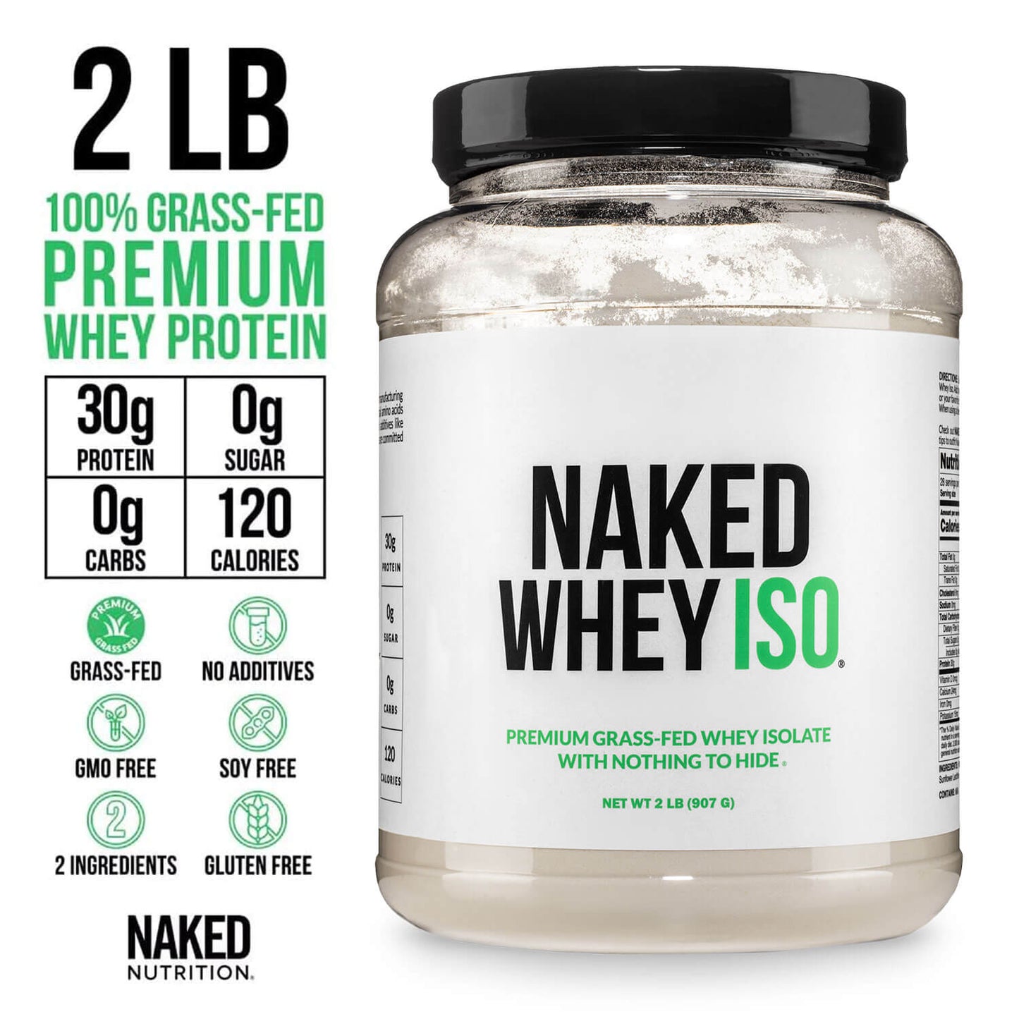 Grass Fed Whey Isolate Protein Powder - Unflavored, Clean Daily Protein Support