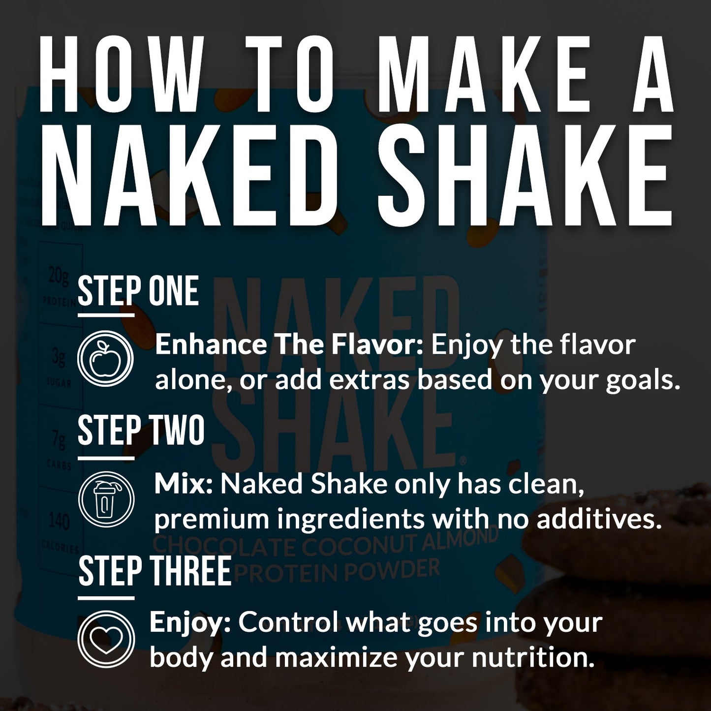 Chocolate Coconut Almond Protein Shake - Chocolate Coconut Almond, Plant Based Daily Nutrition