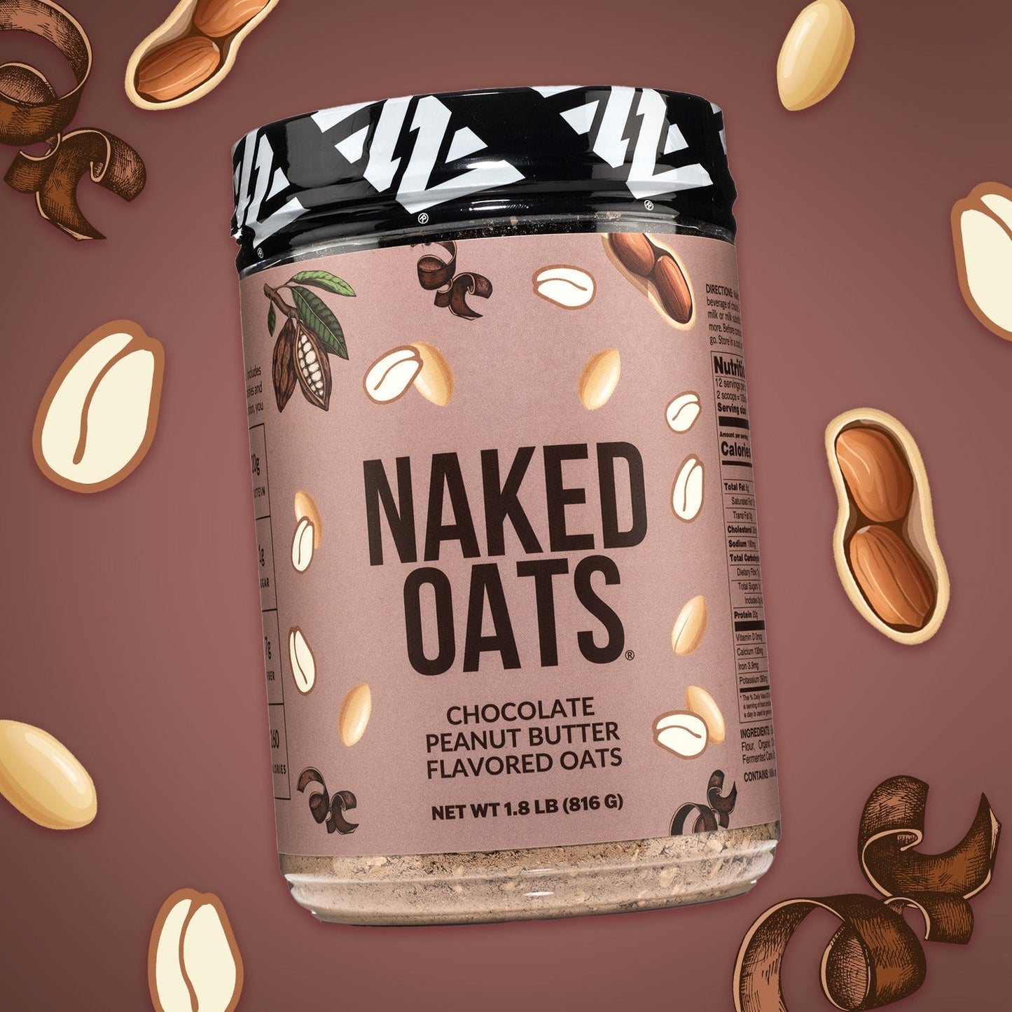 Chocolate Peanut Butter Protein Oats - Chocolate Peanut Butter, Clean Everyday Nutrition