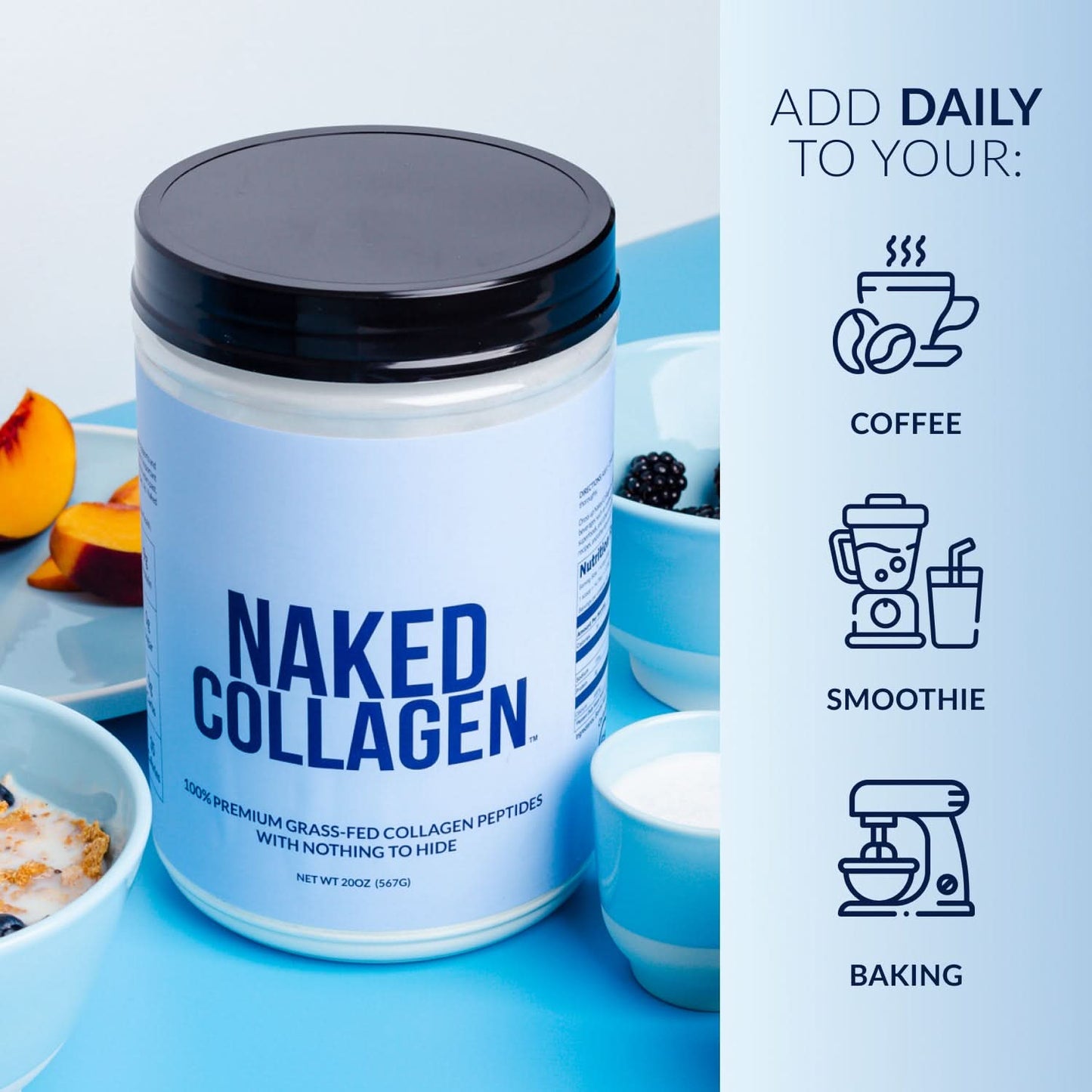 Vanilla Collagen Peptides with Hyaluronic Acid - Vanilla Advanced Collagen Peptides, Skin Hair Joint Support