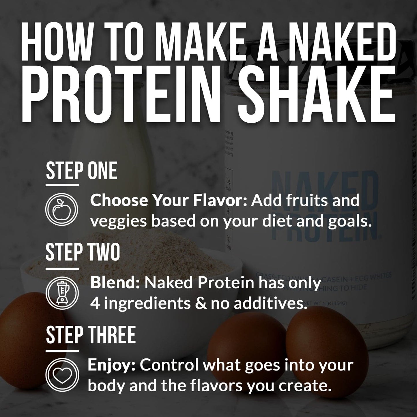 Protein Powder Blend - 1LB Egg Whey & Casein Protein Blend - 1LB, Clean Daily Protein Support
