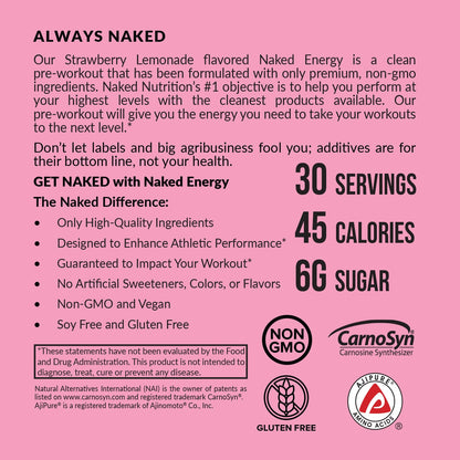 Strawberry Lemonade Pre Workout Supplement - Strawberry Lemonade, Clean Energy Training Support