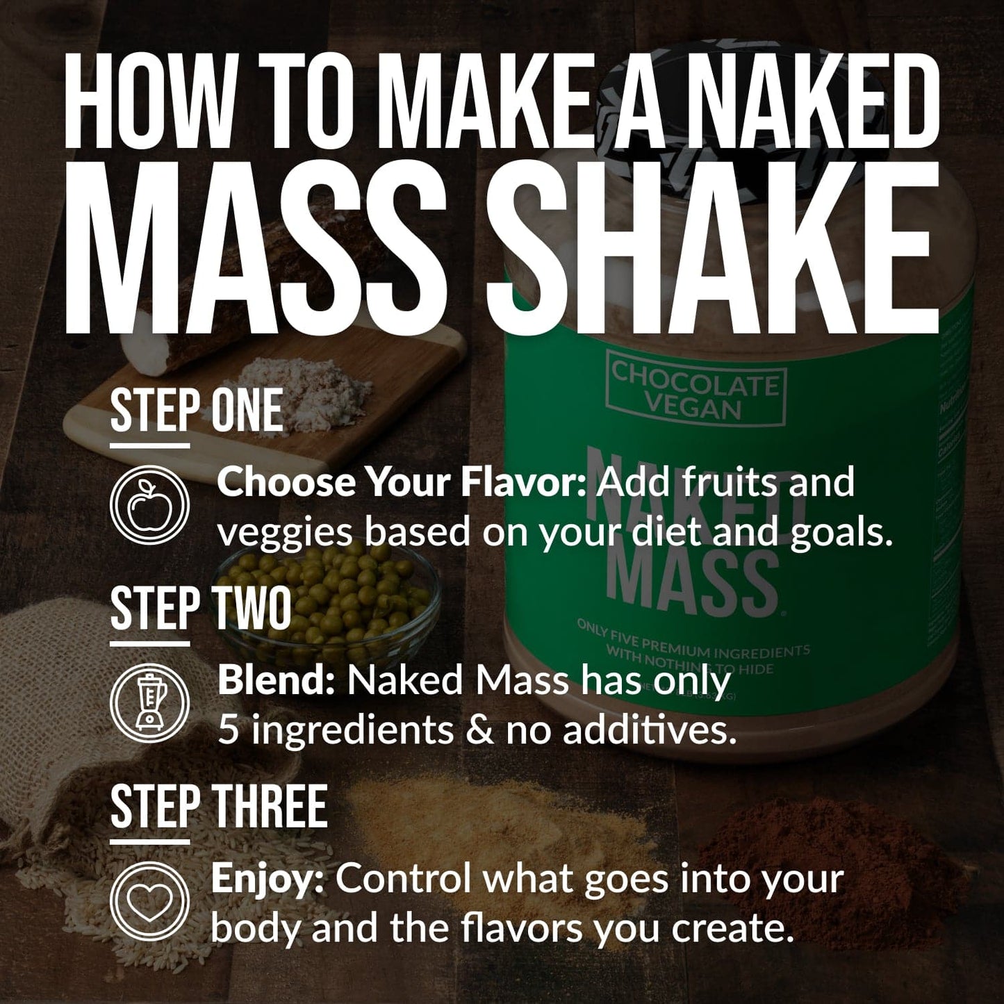 Chocolate Vegan Mass Gainer Supplement - Chocolate (Vegan) 12LB, High Calorie Muscle Support