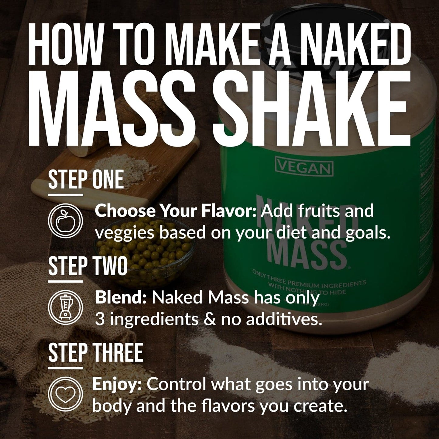 Vegan Mass Gainer Supplement - Unflavored (Vegan), High Calorie Muscle Support