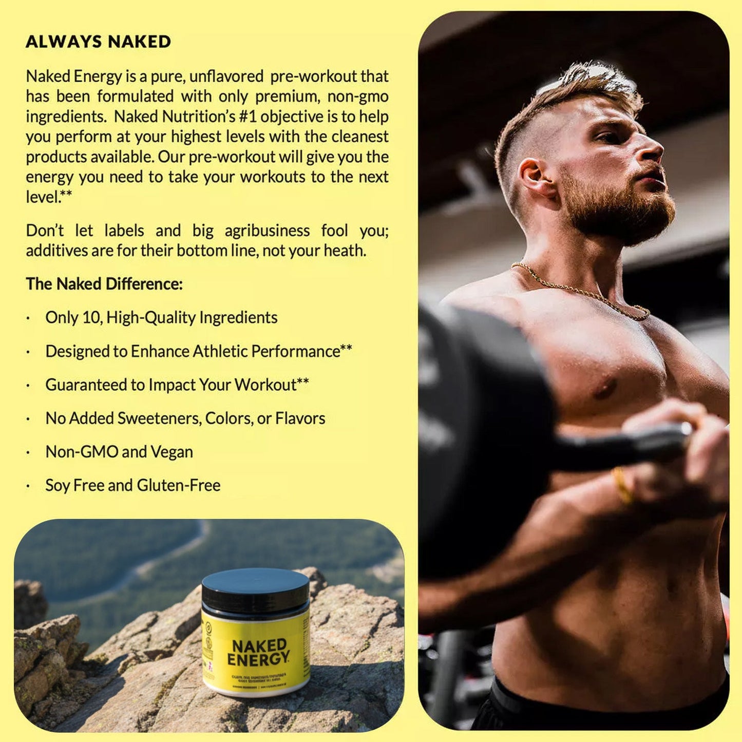Pre Workout Supplement - Unflavored, Clean Energy Training Support